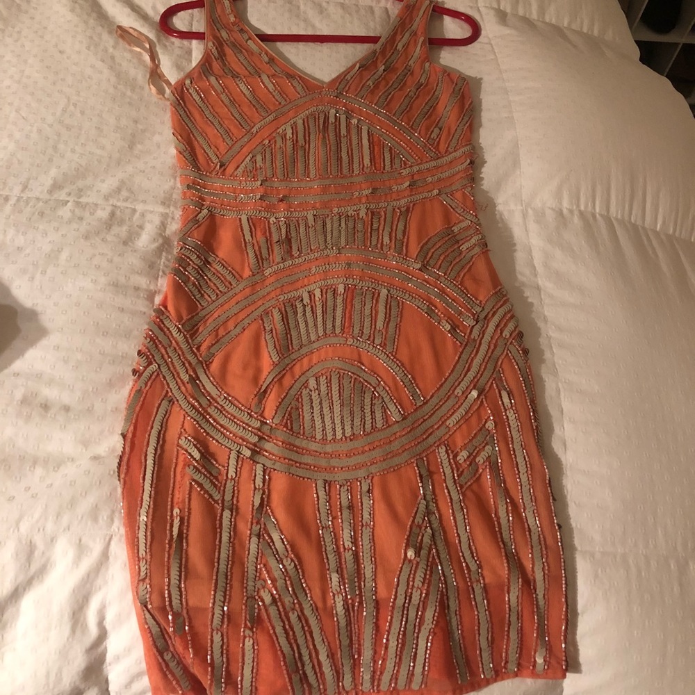 Peach embellished/sequined dress